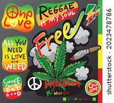 Red, yellow and green and weed. Marijuana Reggae Style, Reggae Vector design .Happy Rasta - Vector