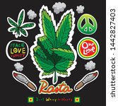Red, yellow and green and weed Reggae Style, Reggae Vector design .Happy Rasta - Vector