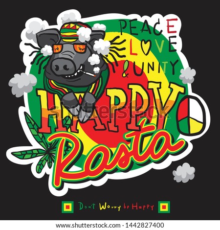 Red, yellow and green and weed Reggae Style, Reggae Vector design .Happy Rasta - Vector