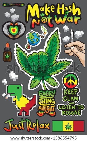 Red, yellow and green and weed Reggae Style, Reggae Vector design .Happy Rasta - Vector, Sticker Raggae