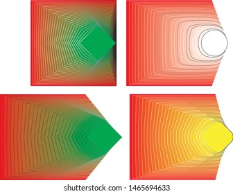 Red Yellow Green White Gradient Spiral Effect Illusion Geometry Circle to Square