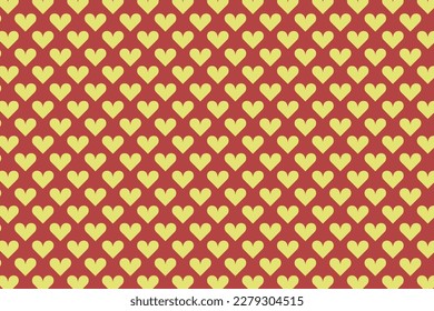Red and yellow heart seamless pattern. Vector background.