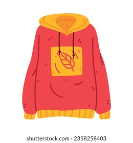 Red and Yellow Hoody with Long Sleeves as Warm Autumn Clothes Vector Illustration