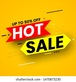 Red and yellow hot sale banner. Vector illustration.