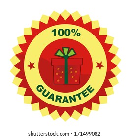 a red and yellow icon with a present in it for sales
