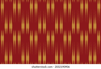 red, yellow ikat ethnic design background. Seamless abstract ikat pattern in tribal, folk embroidery abstract art. ornament print. Design for carpet, clothing, wrapping, fabric, fashion, decoration.