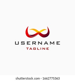 red yellow infinity logo design inspiration . modern infinity logo design template . orange infiniry 3d icon