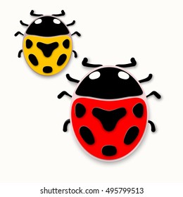 Red and yellow ladybug paper cutting.