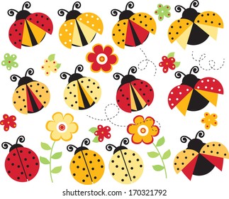 Red and Yellow Ladybugs