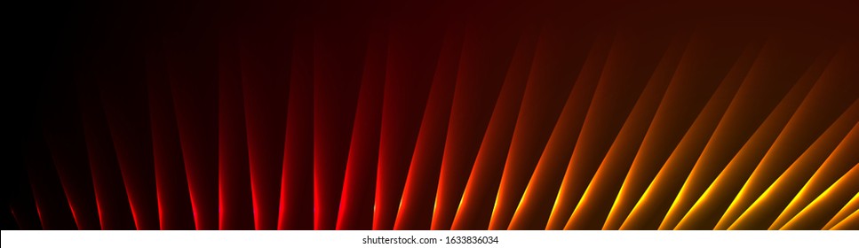 Líneas láser rojas y amarillas abstractas diseño de banners de alta tecnología. Fondo de neón vector