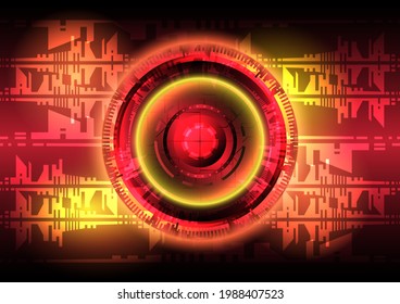 Luz roja y amarilla. Resumen del fondo del círculo HUD. Interfaz futurista. Pantalla de tecnología de realidad virtual