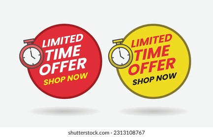 Red and yellow Limited time offer stickers with clock for promotion