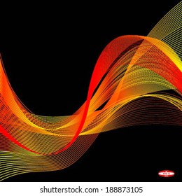 red yellow line wave on black background vector