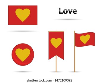 Red and yellow love flag set
