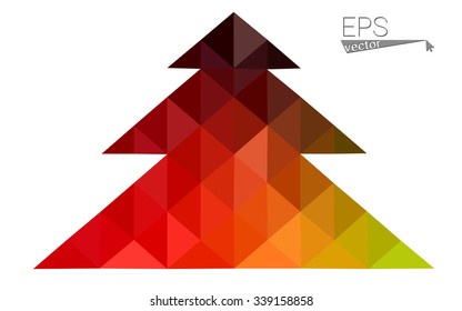 Red, yellow low polygon style christmas tree vector illustration consisting of triangles.Abstract triangular polygonal origami or crystal design of New Years celebration. Isolated on white background. Red, yellow low polygon style christmas tree vector illustration consisting of triangles.Abstract triangular polygonal origami or crystal design of New Years celebration. Isolated on white background.