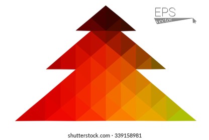 Red, yellow low polygon style christmas tree vector illustration consisting of triangles.Abstract triangular polygonal origami or crystal design of New Years celebration. Isolated on white background. Red, yellow low polygon style christmas tree vector illustration consisting of triangles.Abstract triangular polygonal origami or crystal design of New Years celebration. Isolated on white background.