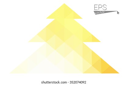 Red, yellow low polygon style christmas tree vector illustration consisting of triangles.Abstract triangular polygonal origami or crystal design of New Years celebration. Isolated on white background.