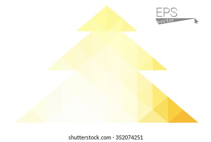 Red, yellow low polygon style christmas tree vector illustration consisting of triangles.Abstract triangular polygonal origami or crystal design of New Years celebration. Isolated on white background.