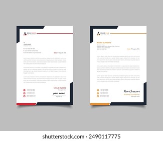 Red And Yellow Modern Business Letterhead Simple Clean Template Design