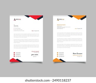 Red And Yellow Modern Business Letterhead Simple Clean Template Design