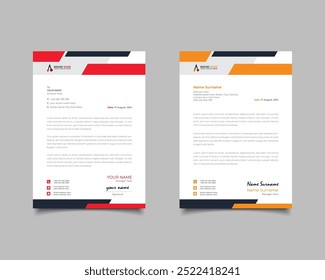 Red And Yellow Modern Business Letterhead Simple Clean Template Design