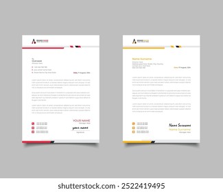 Red And Yellow Modern Business Letterhead Simple Clean Template Design