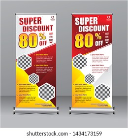 red and yellow modern geometry standing super sale discount banner template  , special offer
