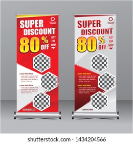 red and yellow modern geometry standing special offer super sale discount banner template