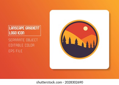 red yellow orange landscape scenery sun gradient logo icon sticker