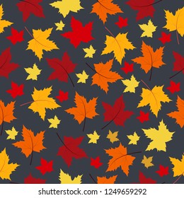 red, yellow and orange maple seamless pattern
