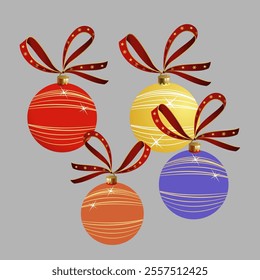 red, yellow, orange and purple christmas light bulb vector illustration isolated, Perfect for Christmas greeting cards