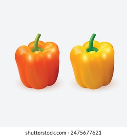 red and yellow peppers on white