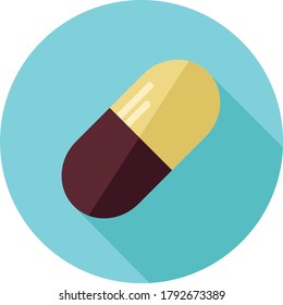 red and yellow pill medicine flat design vector