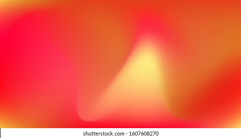 Red Yellow Pink Tropical Gradient Background. Elegant Colorful Vibrant Unfocused Horizontal Banner. Iridescent Noble Vector Color Overlay. Fluid Neon Bright Trendy Wallpaper. 80s Glam Gradient Paper