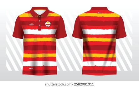 red and yellow polo sport shirt sublimation jersey template