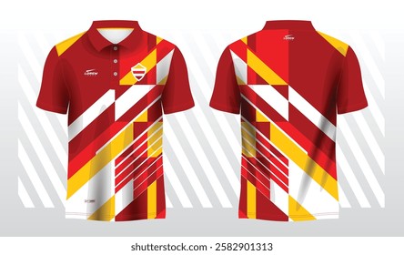 red and yellow polo sport shirt sublimation jersey template