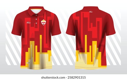 red and yellow polo sport shirt sublimation jersey template