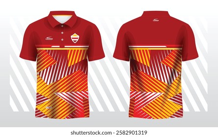 red and yellow polo sport shirt sublimation jersey template