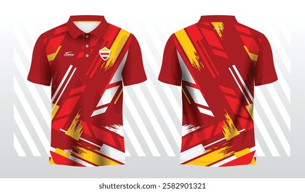 red and yellow polo sport shirt sublimation jersey template