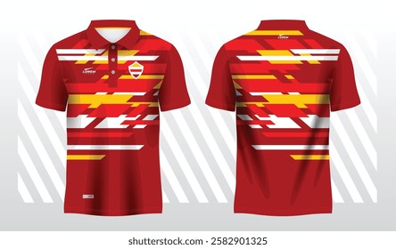 red and yellow polo sport shirt sublimation jersey template