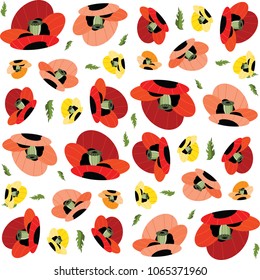 red yellow poppy pattern