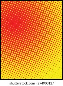 Red to Yellow radial spread, 24 pixel color halftone with frame - Layered