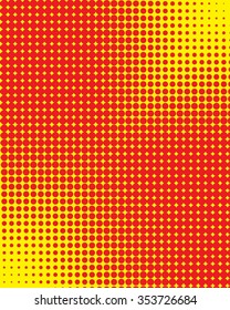 Red to Yellow radial spread, 54 pixel color halftone vector