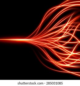 Red and yellow rays on black background. EPS 10 vector file included