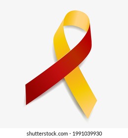 Red and yellow ribbon awareness World hepatitis day, Coronavirus, HIV, HCV co-infection. Isolated on white background. Vector  illustration.