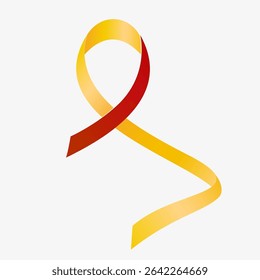 Red and yellow ribbon awareness World hepatitis day, HIV, HCV co-infection. Isolated on white background. Vector  illustration.