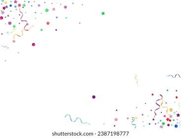 Rote und gelbe Schleife einzeln auf violettem weißem Hintergrund. Illustration von Papierpartikeln. Serpentine Christmas Design. Farbiges festes Poster.