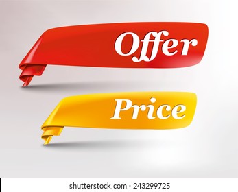 Red & Yellow Ribbon With Offer And Price Tag