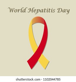 red and yellow ribbon symbolizing the hepatitis C on World Hepatitis Day