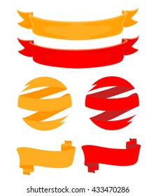 Red yellow ribbon vector collection festive ribbon